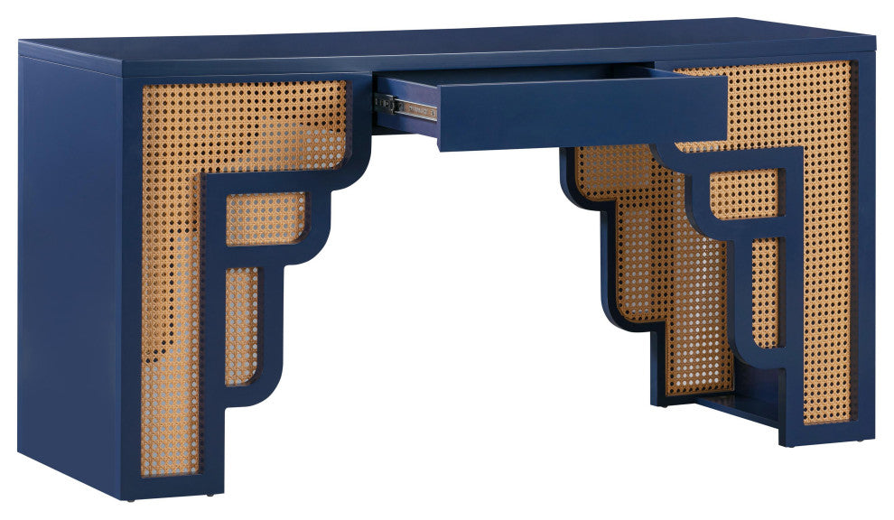 TOV Furniture Suzie Navy & Rattan Desk