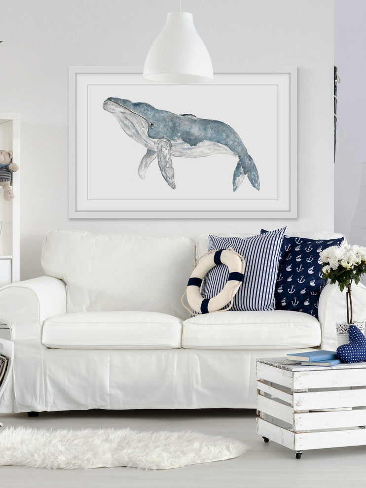 Marmont Hill, "Humpback Whale" by Thimble Sparrow Framed Painting Print, 24x16