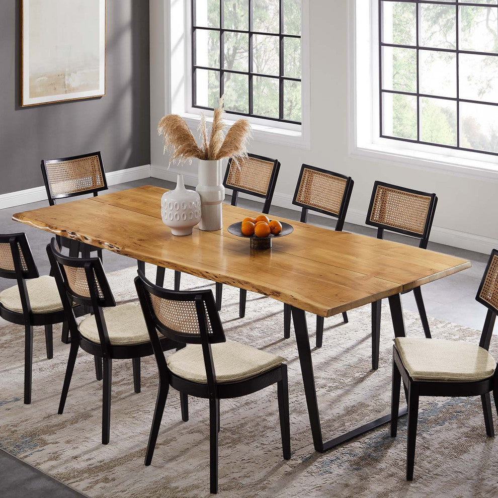 Viggo 96" Live Edge Acacia Wood Acacia Wood Dining Table - Black Natural