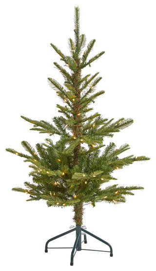 4' Layered Washington Spruce Faux Xmas Tree W/ Clear Lights & Bendable Branches