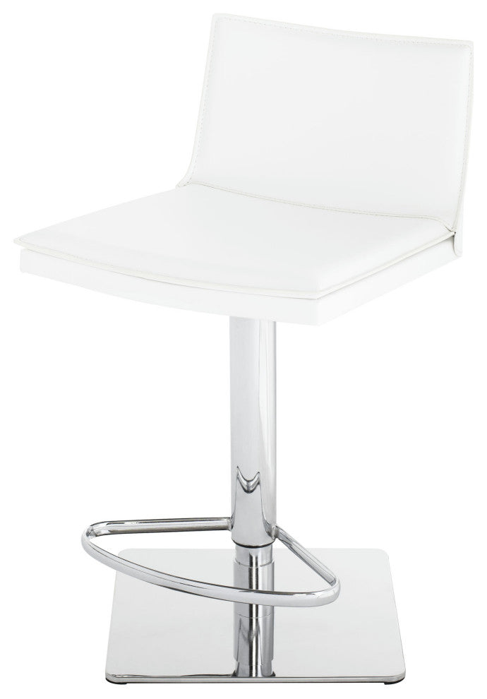Palma Adjustable Bar Stool, Modern Counter Stool White Leather