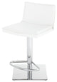 Palma Adjustable Bar Stool, Modern Counter Stool White Leather