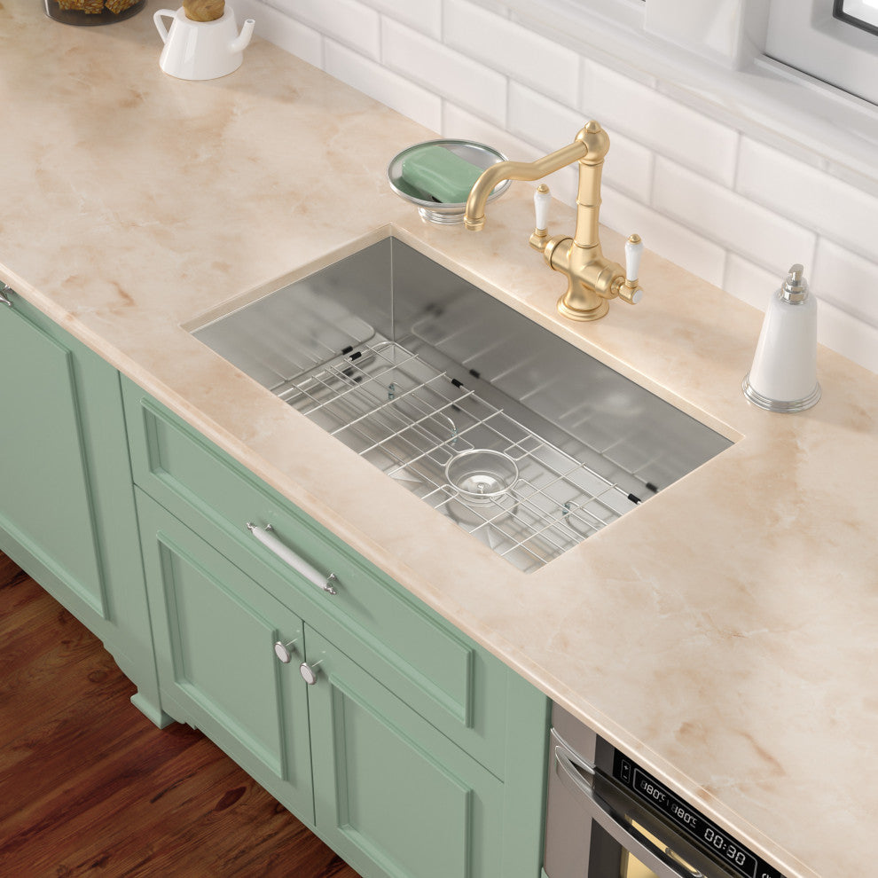 32" Undermount T-304 Single Bowl Handmade Stainless Steel Kitchen Sink