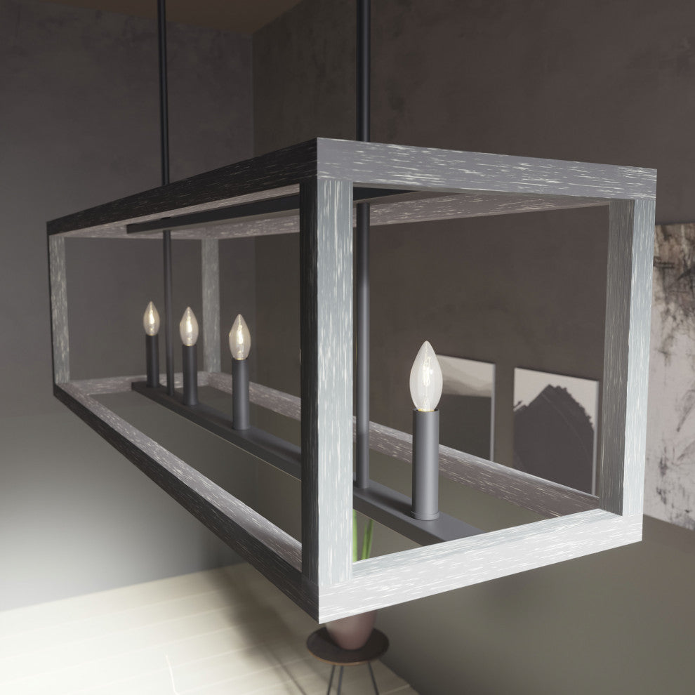 Hunter Squire Manor Matte Black and Dark Ash 6-Light Chandelier