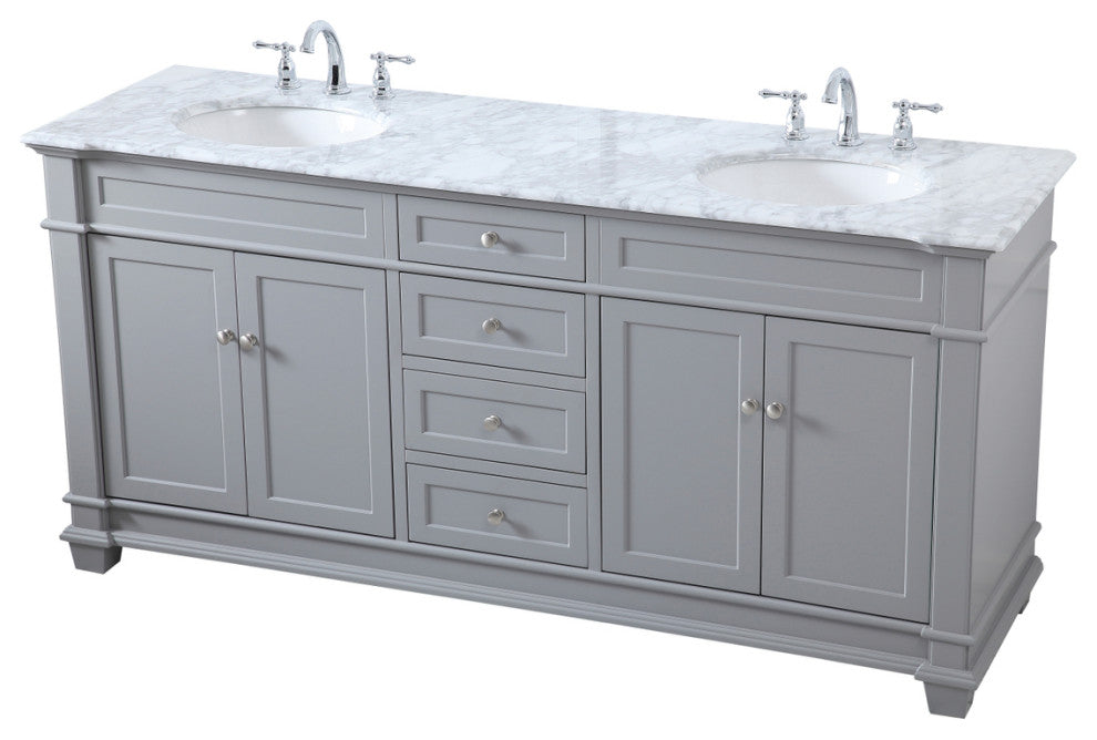 Home Living 72" Double Bathroom Vanity Set, Gray