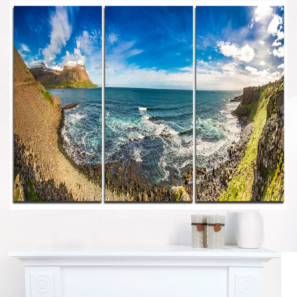 "Arctic Sea and Coastline Panoramic View" Metal Wall Art, 3 Panels, 36"x28"
