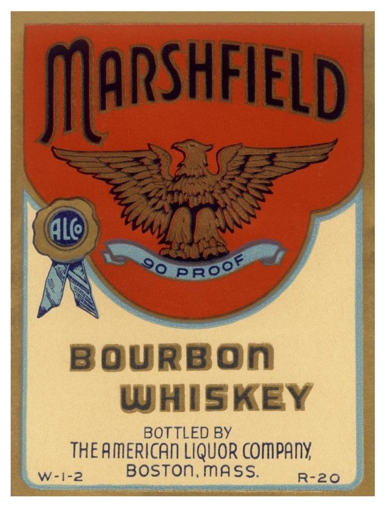 "Marshfield Bourbon Whiskey" Print by Vintage Booze Labels, 29"x38"