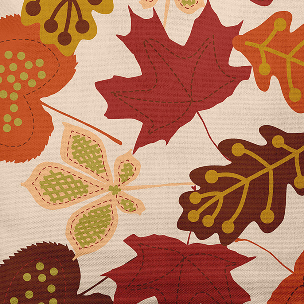 18" x 18" Fall Leaves Indoor/Outdoor Polyester Throw Pillow, Sienna