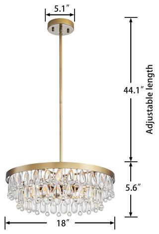 Bonnie Brushed Brass 4-light Crystal Teardrop Round Chandelier