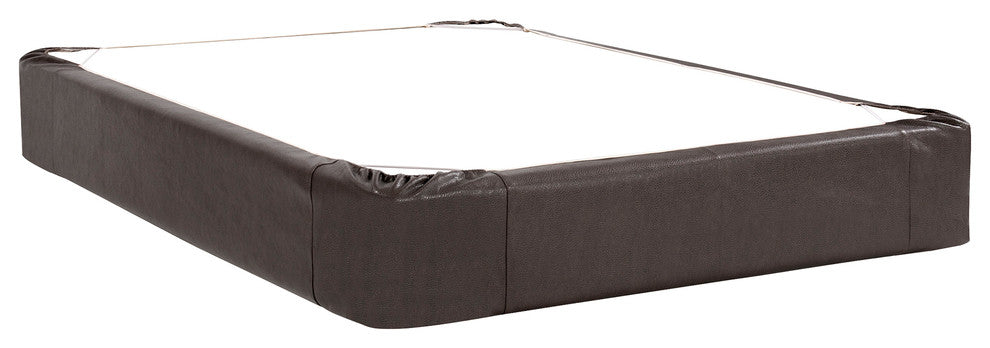 Black Faux Leather Cover Full Boxspring Cover, 10"x76"x80"