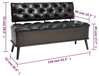 vidaXL Storage Bench Storage Bench for Entryway with Backrest Black Faux Leather