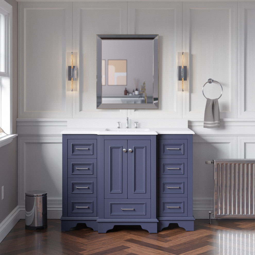 Nantucket 48" Bathroom Vanity, Marine Gray, Quartz