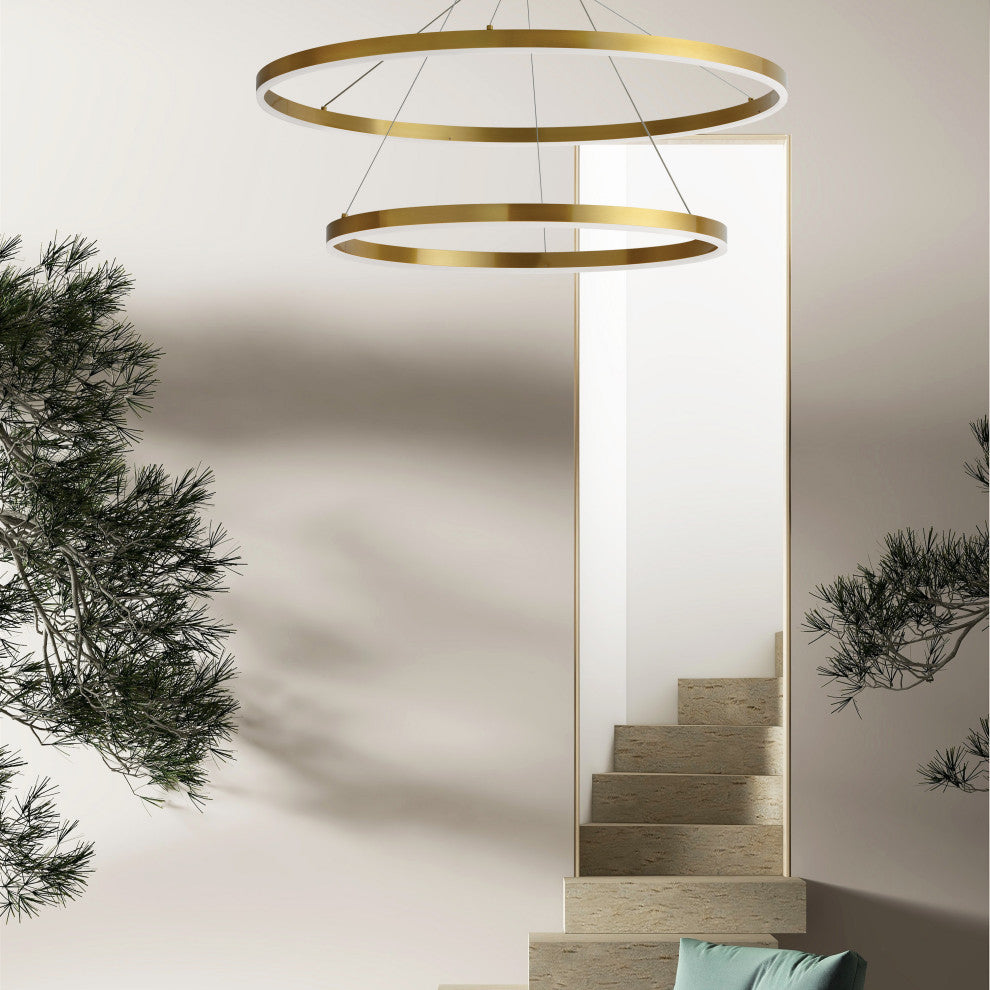 Aged Brass Modern Pendant With White Acrylic