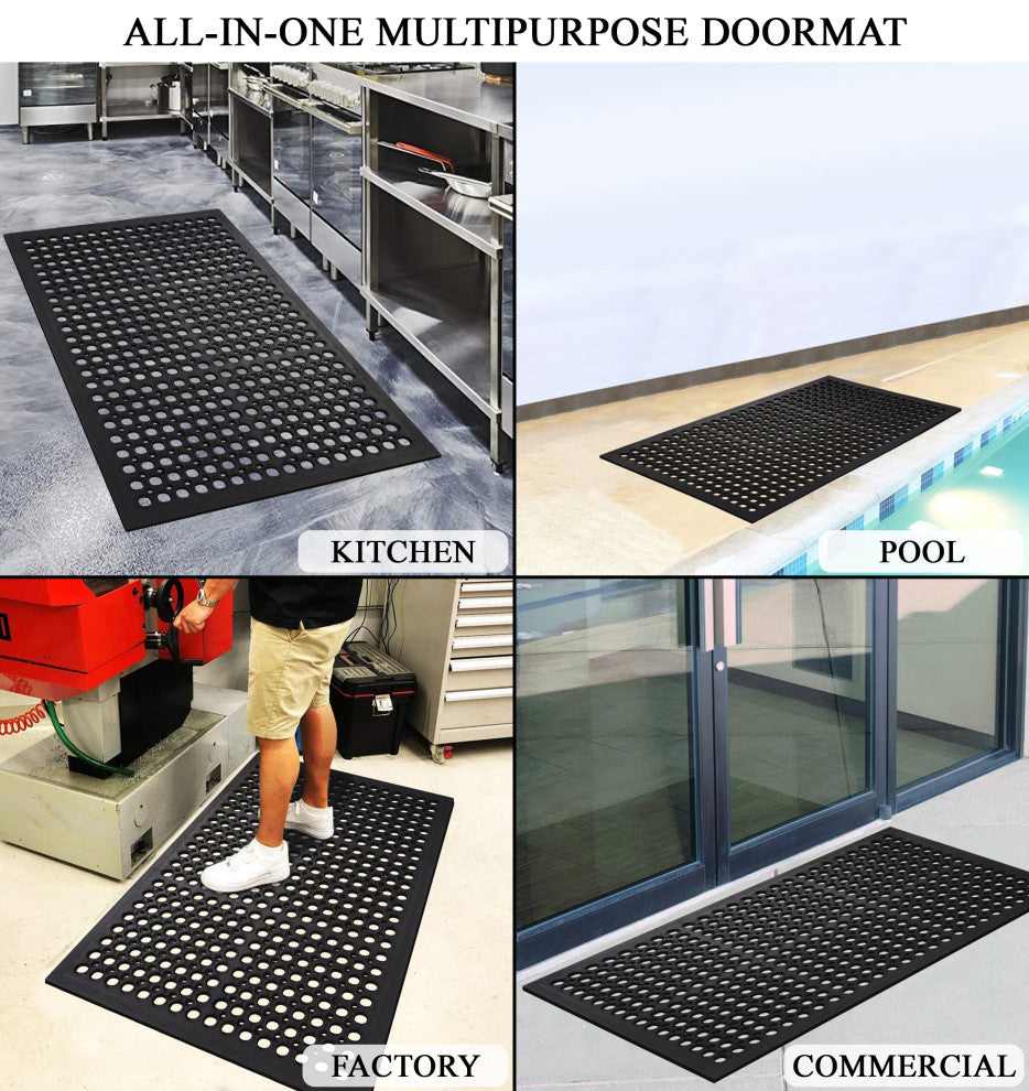 A1HC New Anti Fatigue Versatile Rubber Floor Mat With Drain Holes, 36"x60"