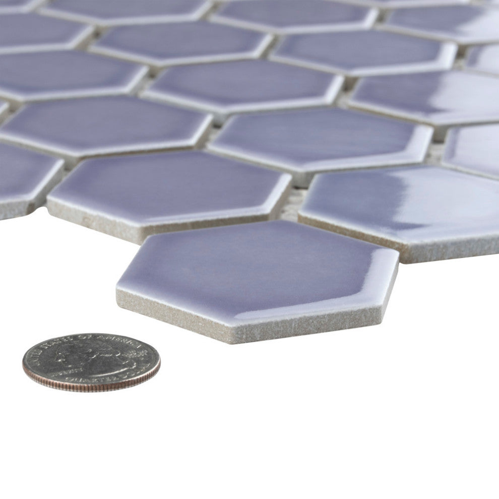 Hudson Due 2" Hex Lavendar Porcelain Floor and Wall Tile