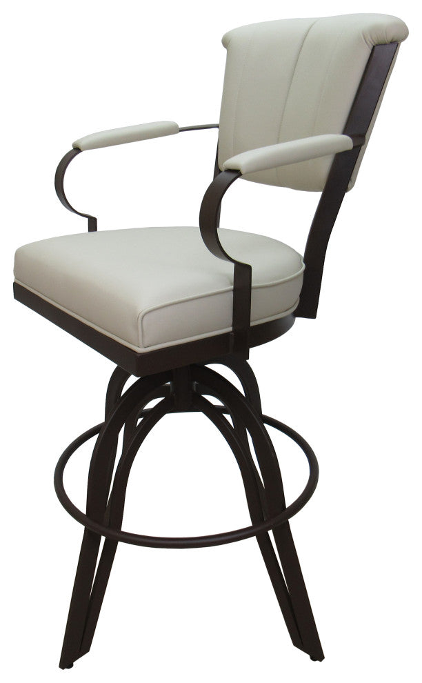 Miami Counter 26" or 30" Metal Bar Stool - A Base, Ocean Beige Vinyl - Brown, 26"