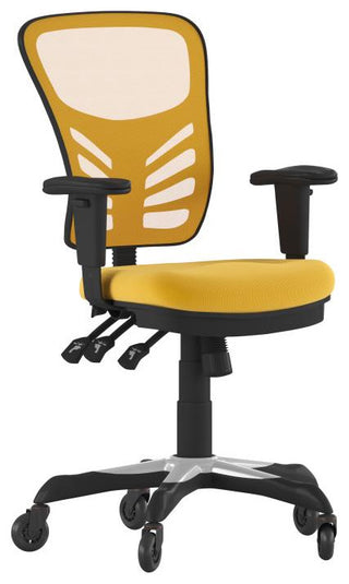 Nicholas Mid-Back Multifunction Ergonomic Office Chair-Yellow-Orange