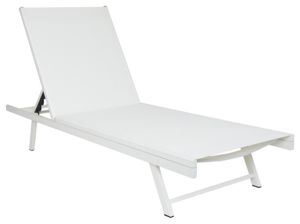 Simon Outdoor Aluminum and Mesh Chaise Lounge, White, Set of 2