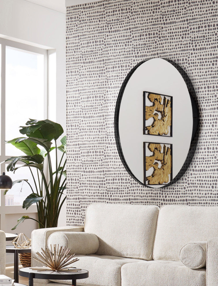 Decorative Round Mirror, Black, 30