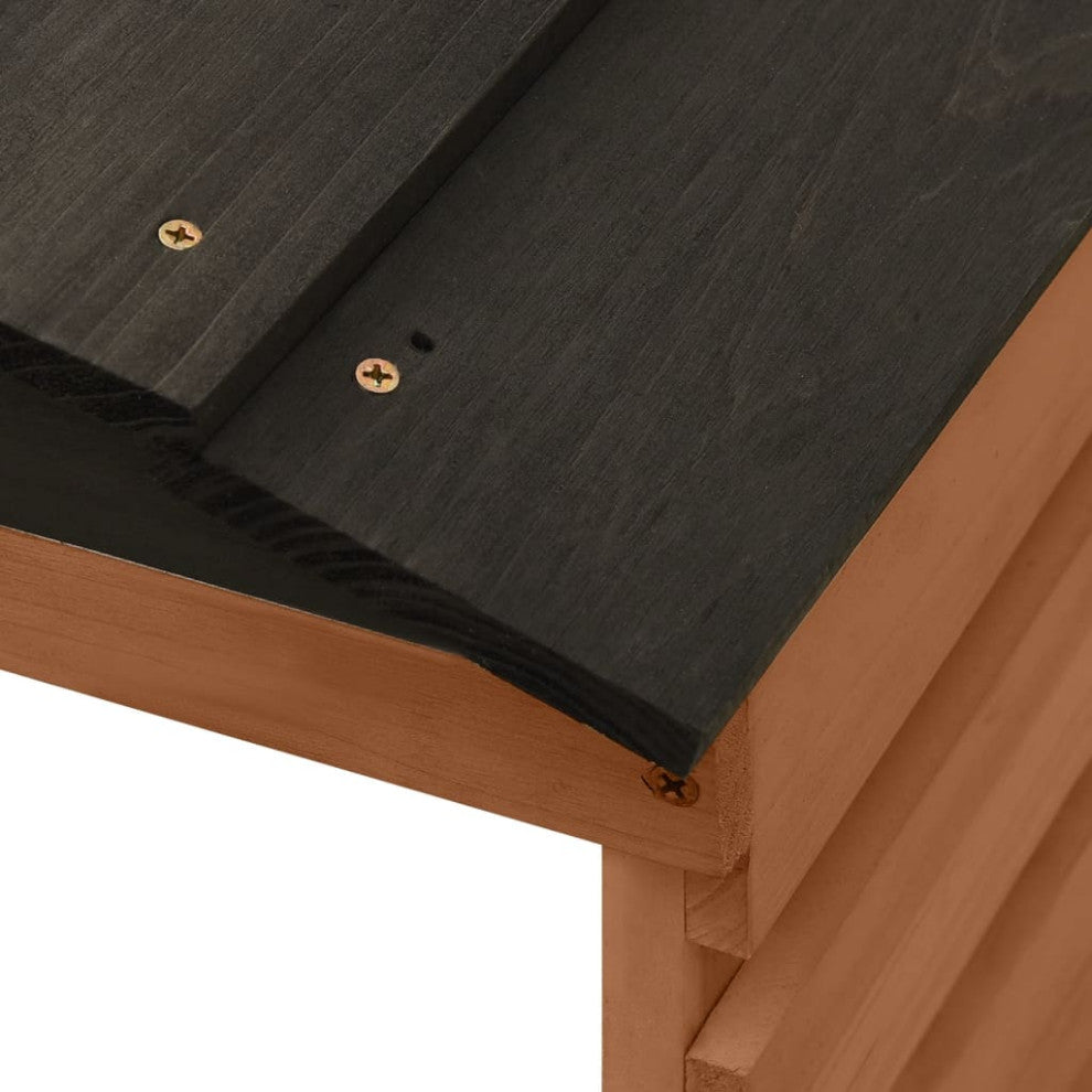 vidaXL Firwood Robotic Lawn Mower Garage Black and Brown Patio Lawnmower Roof