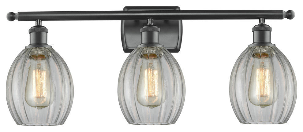 Eaton 3-Light LED Bath Fixture, Matte Black, Glass: Clear