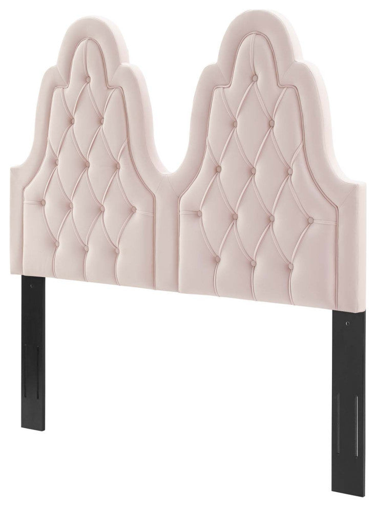 Tufted Headboard, Twin Size, Velvet, Pink, Modern Contemporary, Bedroom Master