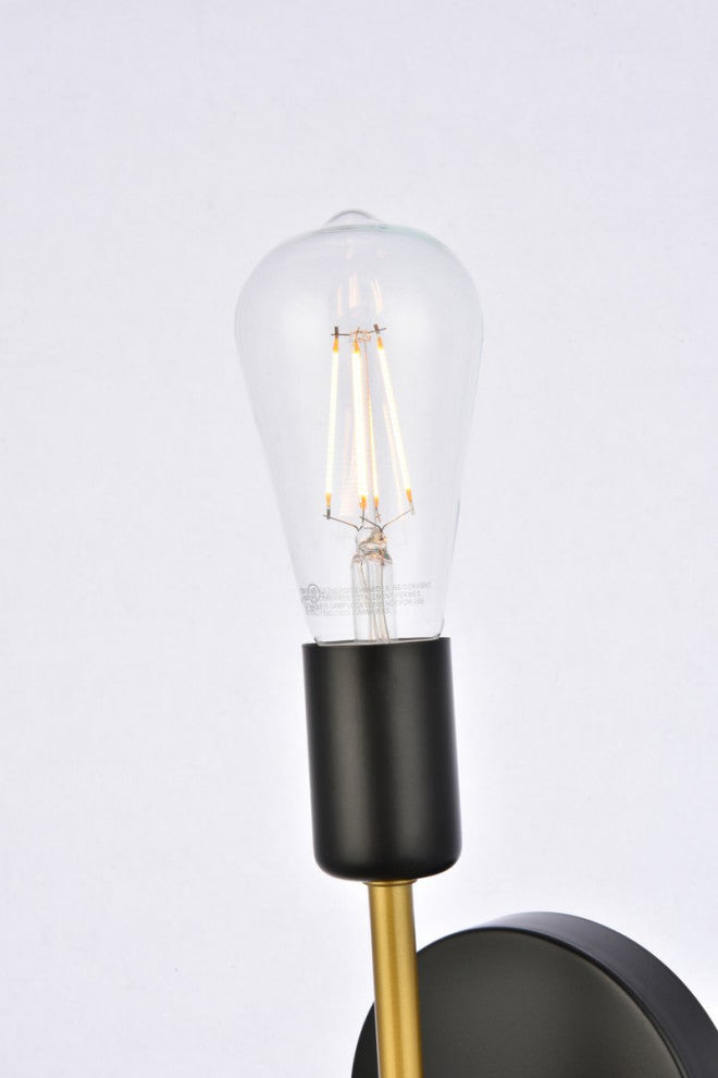 Kayla 1-Light Black and Brass Wall Sconce