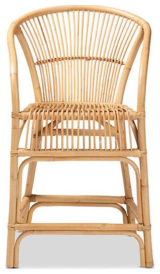 Murai Modern Bohemian Natural Brown Rattan Counter Stool
