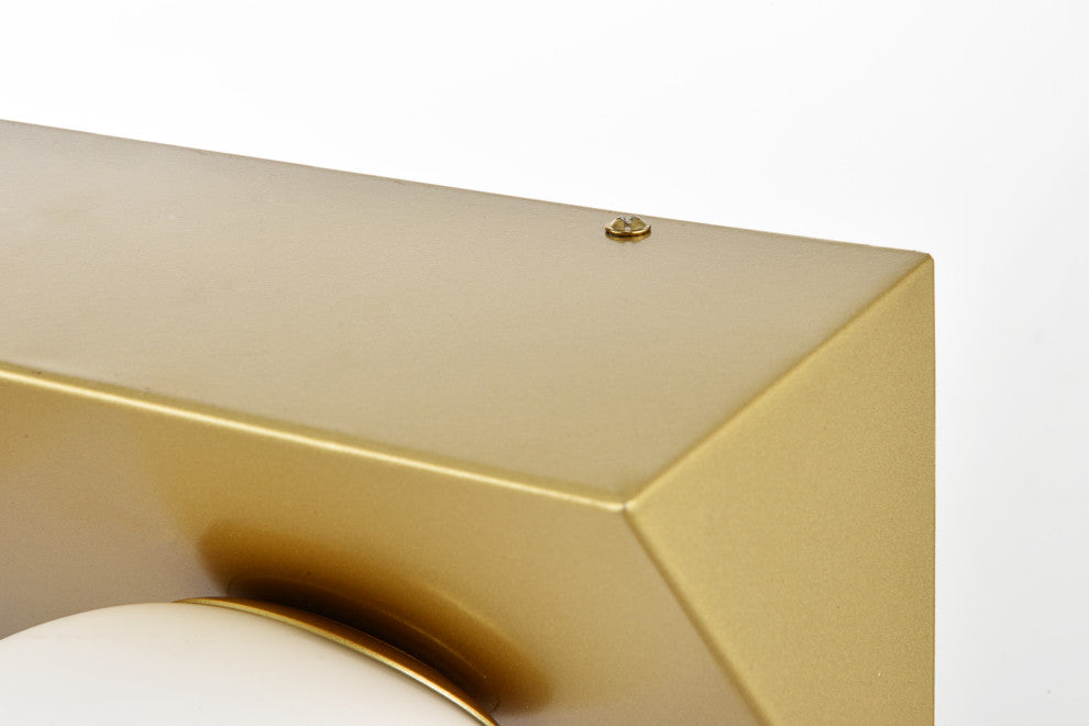 2 Light Brass And Frosted White Bath Sconce