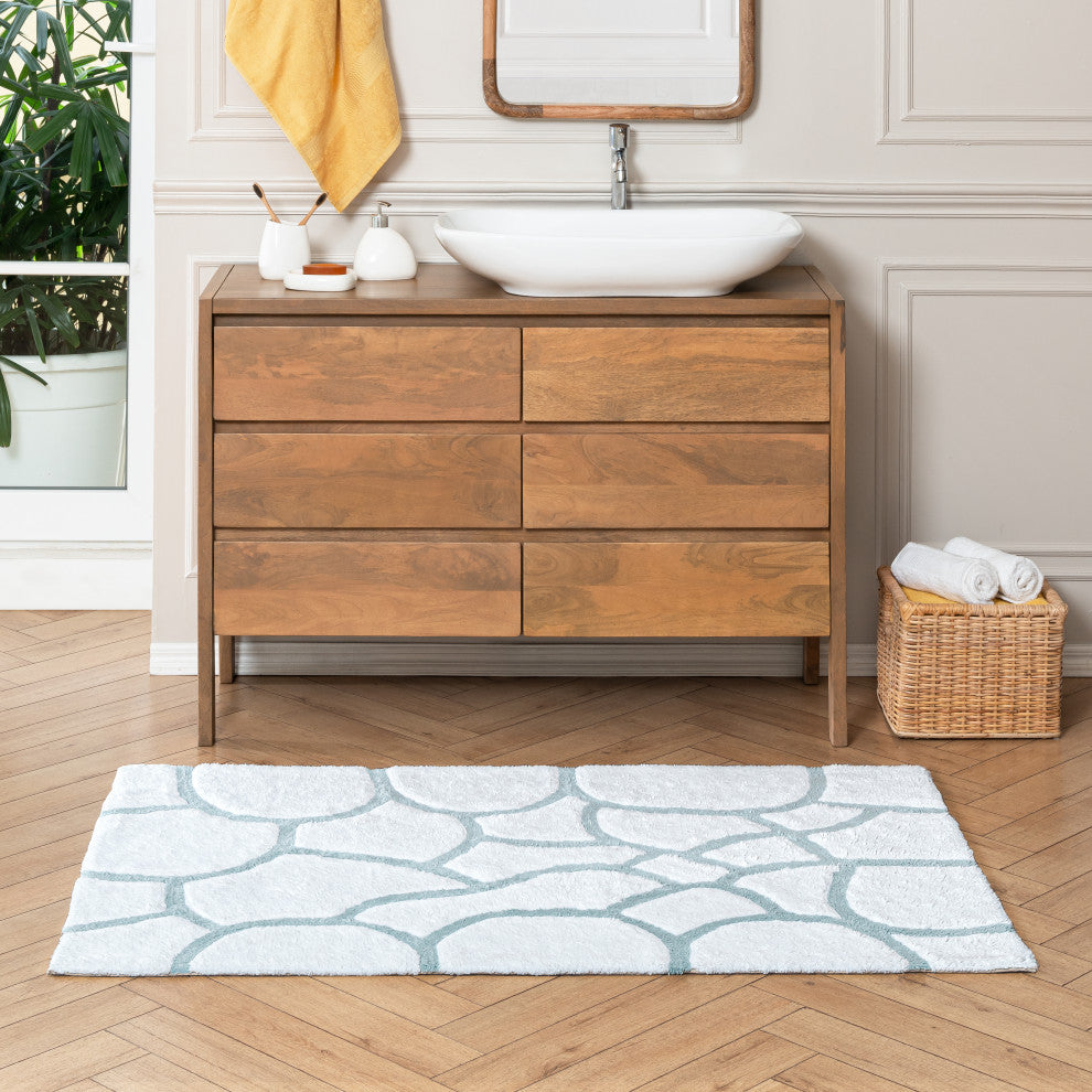 Edington Machine Tufted Bath Mat, Blue, 30x50