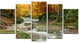 Forest Waterfall with Yellow Trees, Landscape Canvas Print, 60"x32", 5 Panels