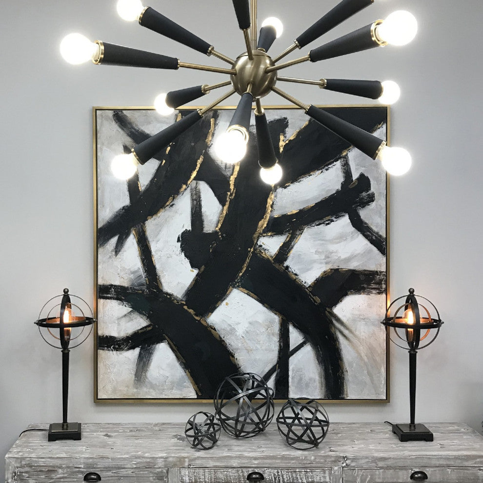 Zodiac 12 Light Aged Brass Chandelier