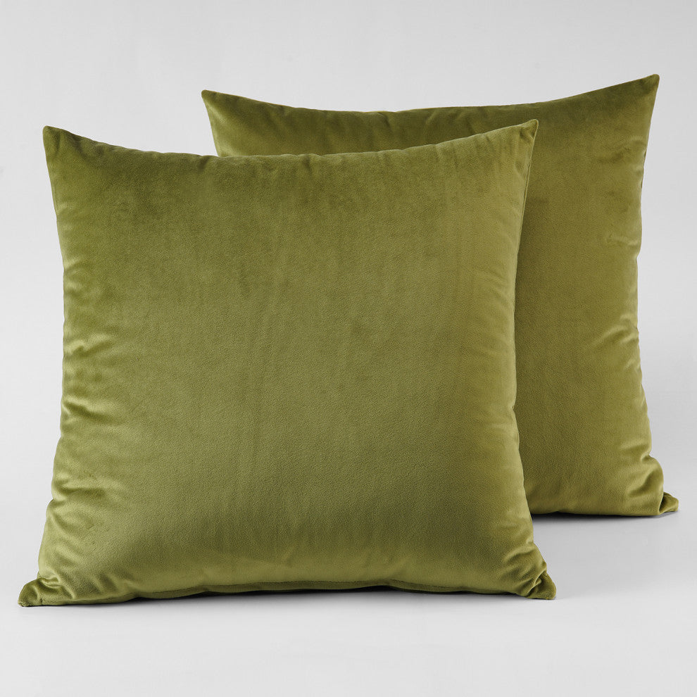 Heritage Plush Velvet Cushion Cover Pair, Retro Green, 18w X 18l