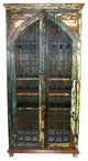 Moti Trinidad Solid Reclaimed Wood Tall Wine Cabinet, Multi-Color