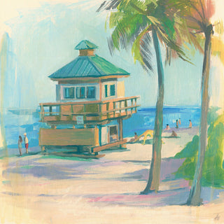 "Beach Caf " Painting Print on Wrapped Canvas, 48"x48"
