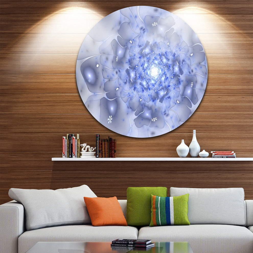 Glittering Gold Purple Fractal Flower, Floral Round Metal Wall Art, 23"