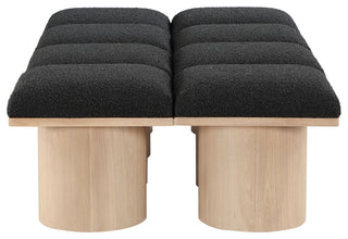 Pavilion Boucle Fabric Upholstered 8-Piece Modular Bench, Black, Natural Finish