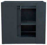 37" Single Sink Vanity, Dark Gray Finish With Black Galaxy Granite