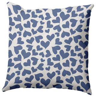 18" x 18" Patterned Hearts Valentine's Day Decorative Indoor Pillow, Cadet Blue