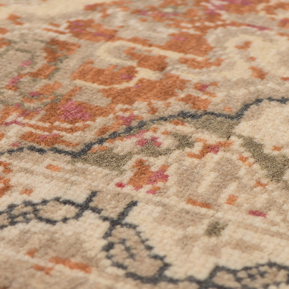 Vintage Oletha Area Rug, Orange, 10' x 14', Bordered