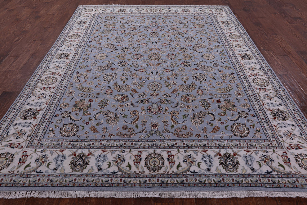 8' 2" X 10' 2" Wool & Silk Hand Knotted Persian Nain Rug - Q14712