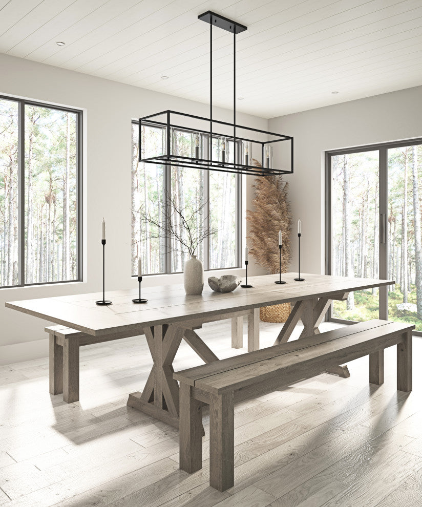 Farmhouse 5-Light Metal Frame Kitchen Island Chandelier with Glass Shades