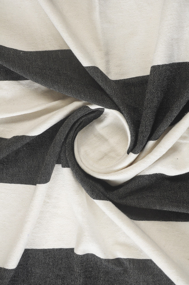 Charcoal Gray Cabana Striped Throw Blanket with Tassels