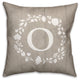 O Rustic Wreath Monogram Spun Poly Pillow, 18x18
