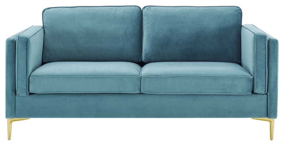 Sofa, Velvet, Blue, Modern, Living Lounge Room Hotel Lobby Hospitality