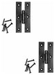 Black H Flush Hinge 3" L Wrought Iron Kitchen Cabinet with Hardware Pack of 2