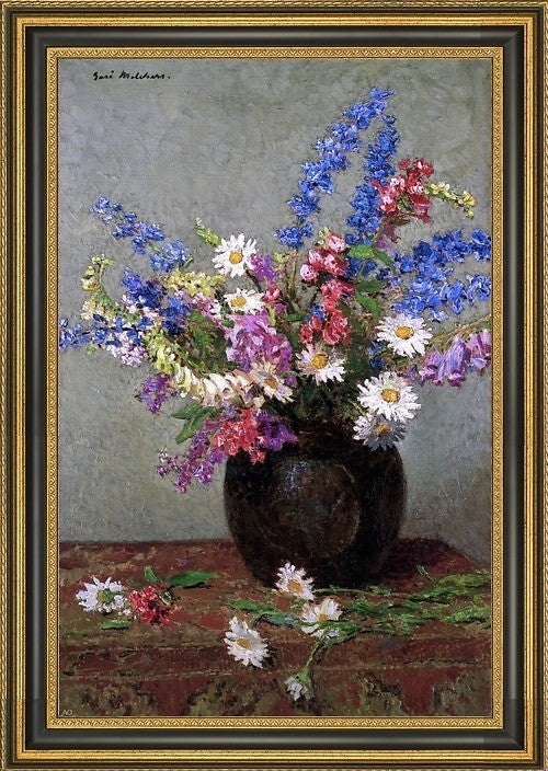 Gari Melchers July Flowers Framed Premium Canvas Print, 16"x24"