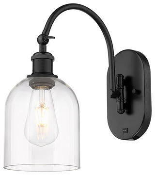 Ballston-Bella 1-Light 6" Sconce, Arm Swivels Side/Side, Matte Black, Clear