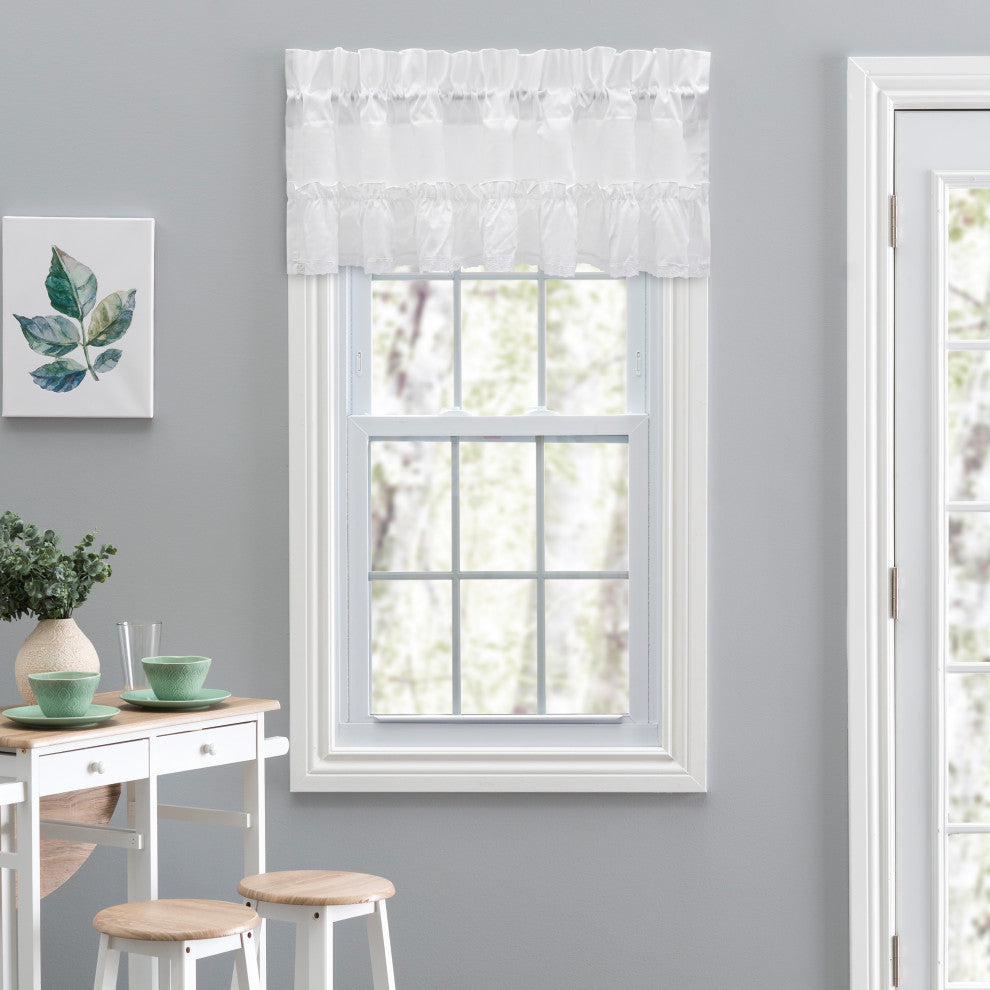 Madelyn 60" x 16" Ruffled Victorian Valance, White