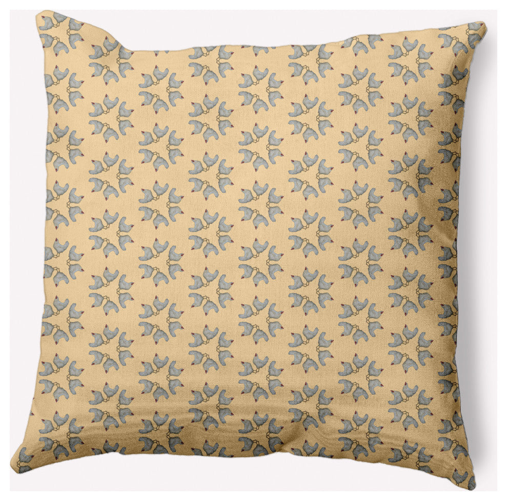 Chickens-go-round Easter Indoor/Outdoor Throw Pillow, Corn Yellow, 18x18"